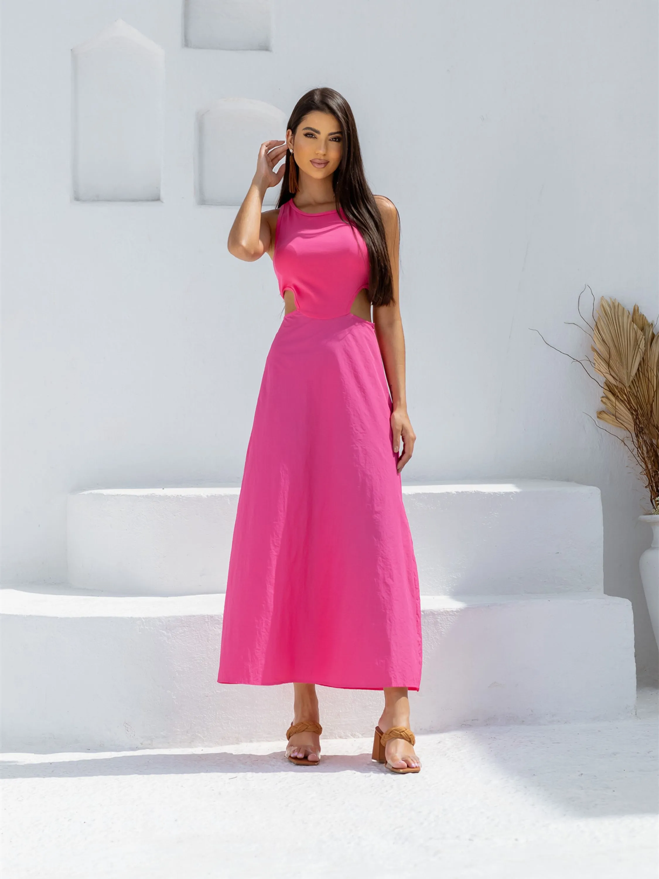 Vestido Feminino Midi com Recorte 23073