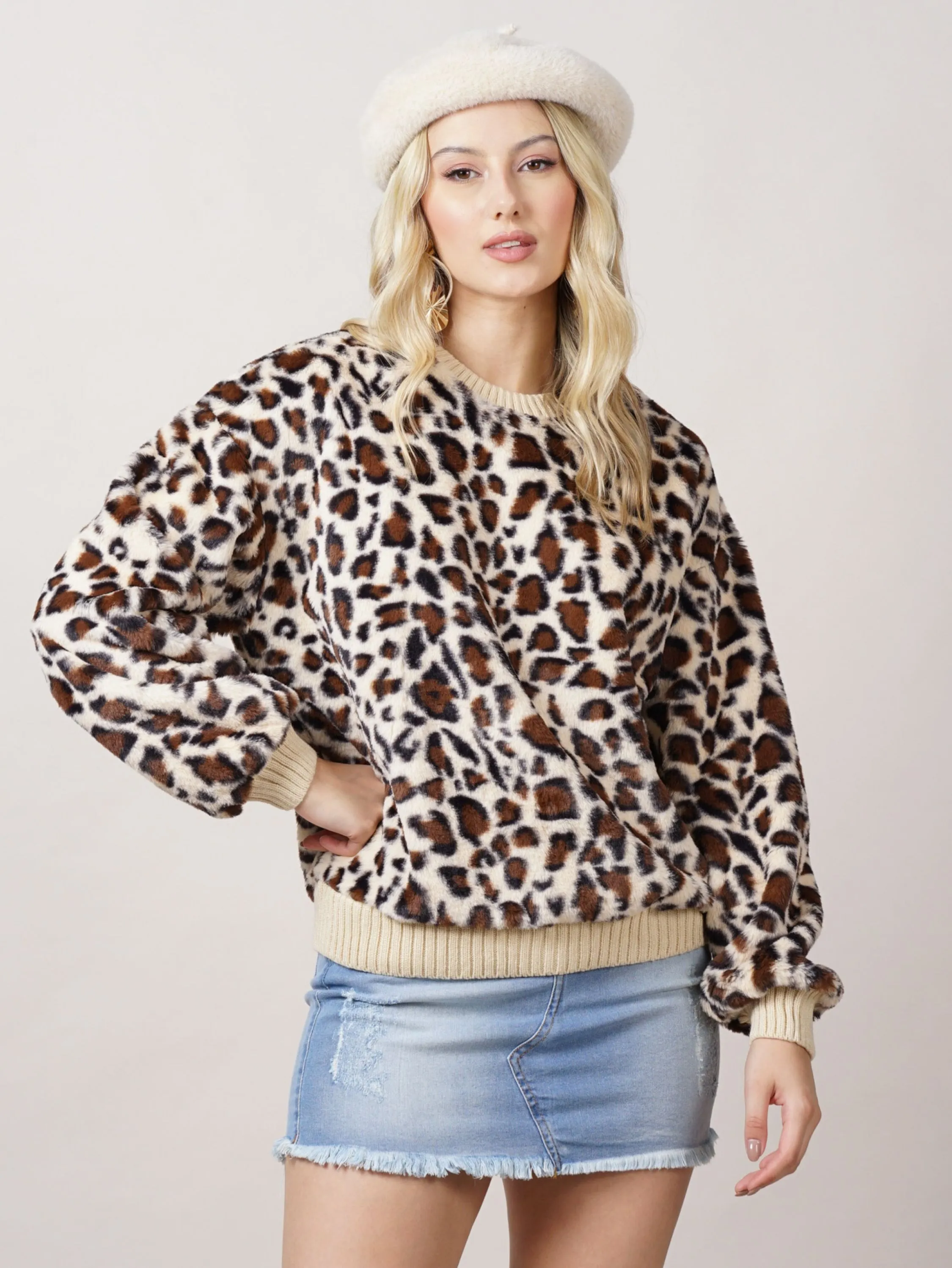 BLUSA FEMININA DE FRIO/ ANIMAL PRINT/SUÉTER / CASACO / INVERNO/ ZE 7108