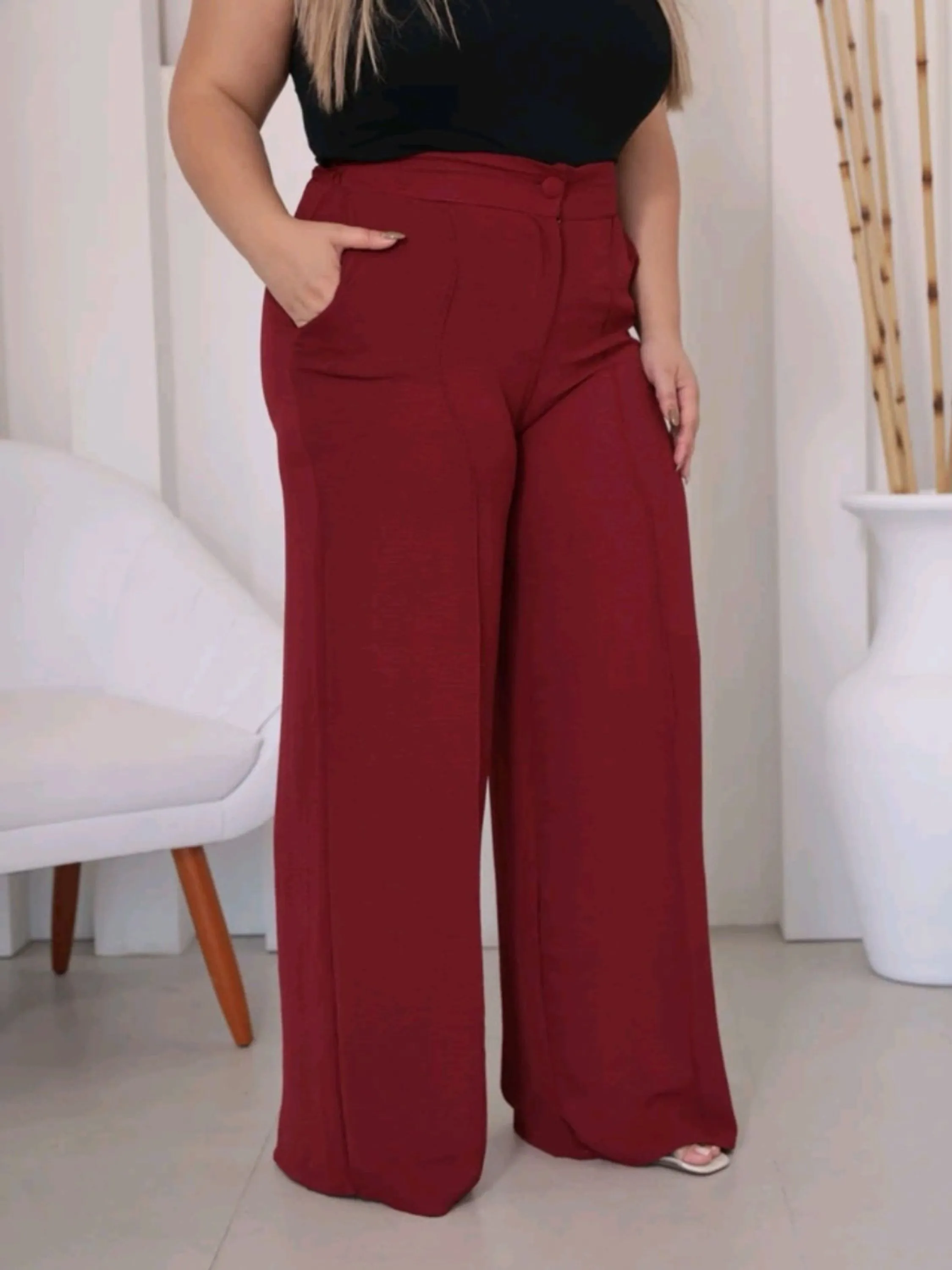 calça pantalona feminina plus size de duna