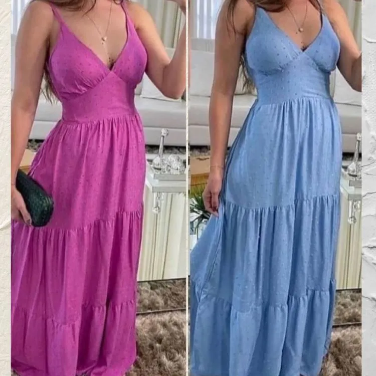 Vestido longo de alcinha com bojo