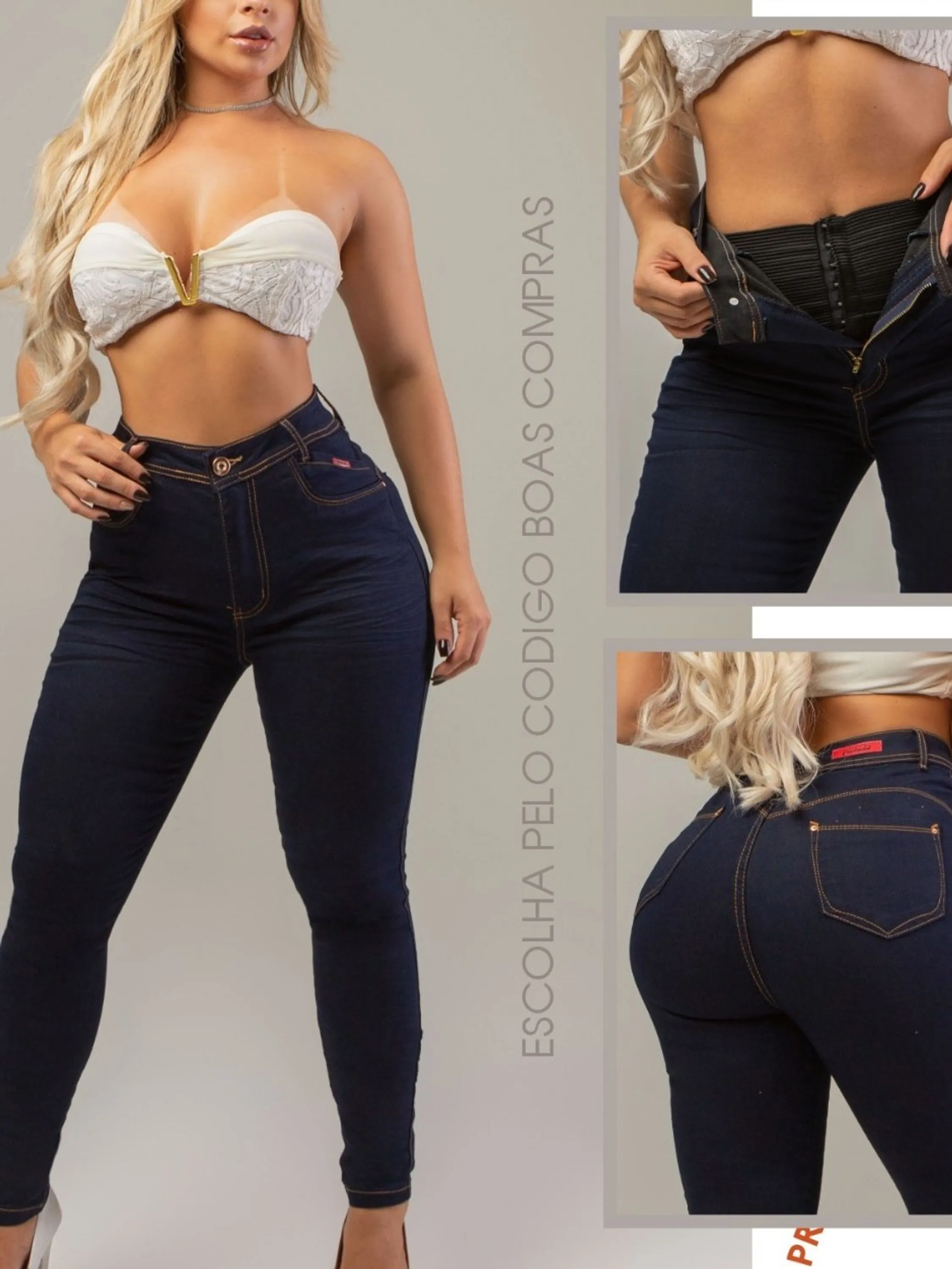 Calça jeans com cinta