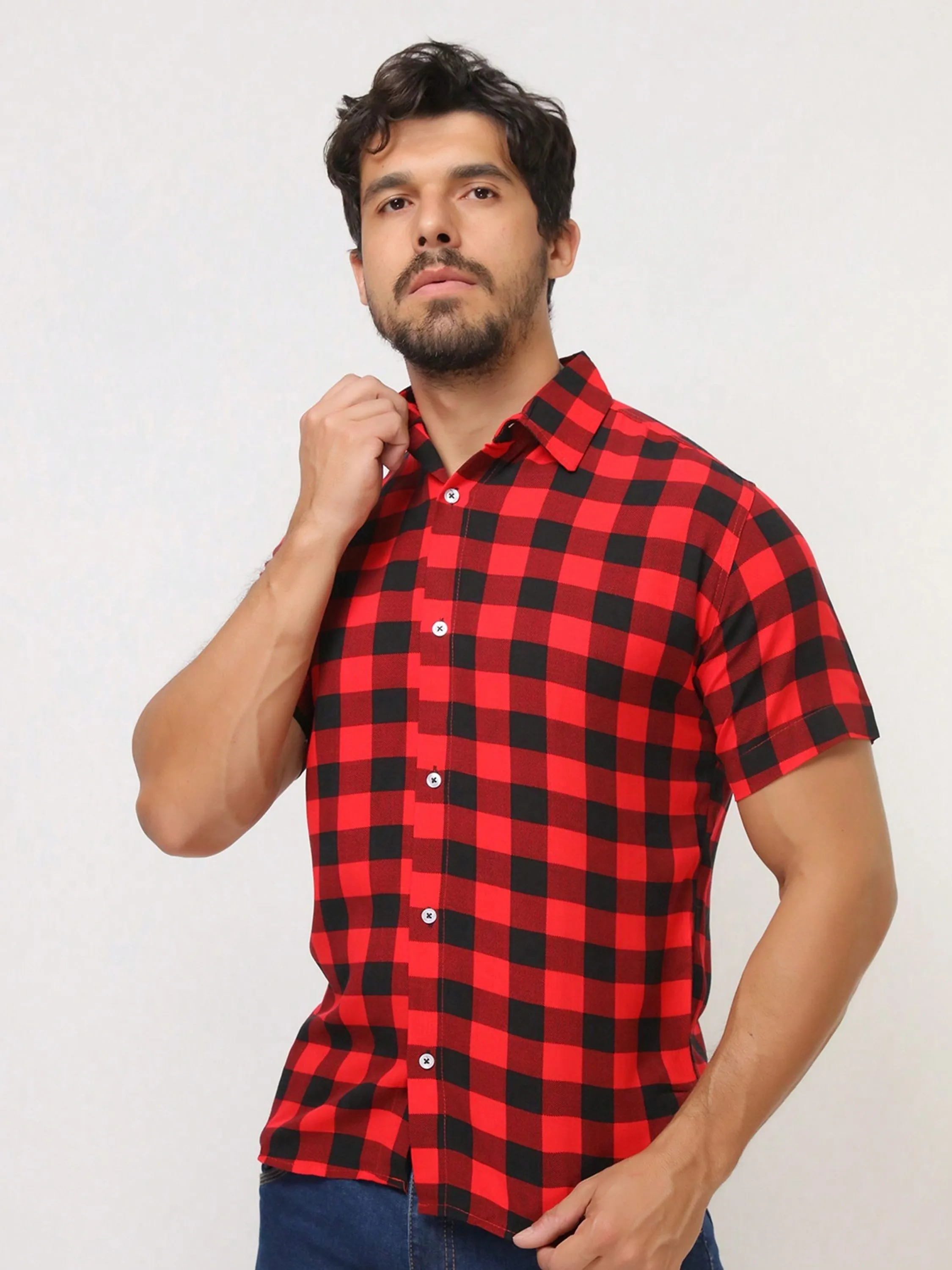 Camisas Social Xadrez Slim Fit Tecido Viscoso Encolhe Um Pouquinho