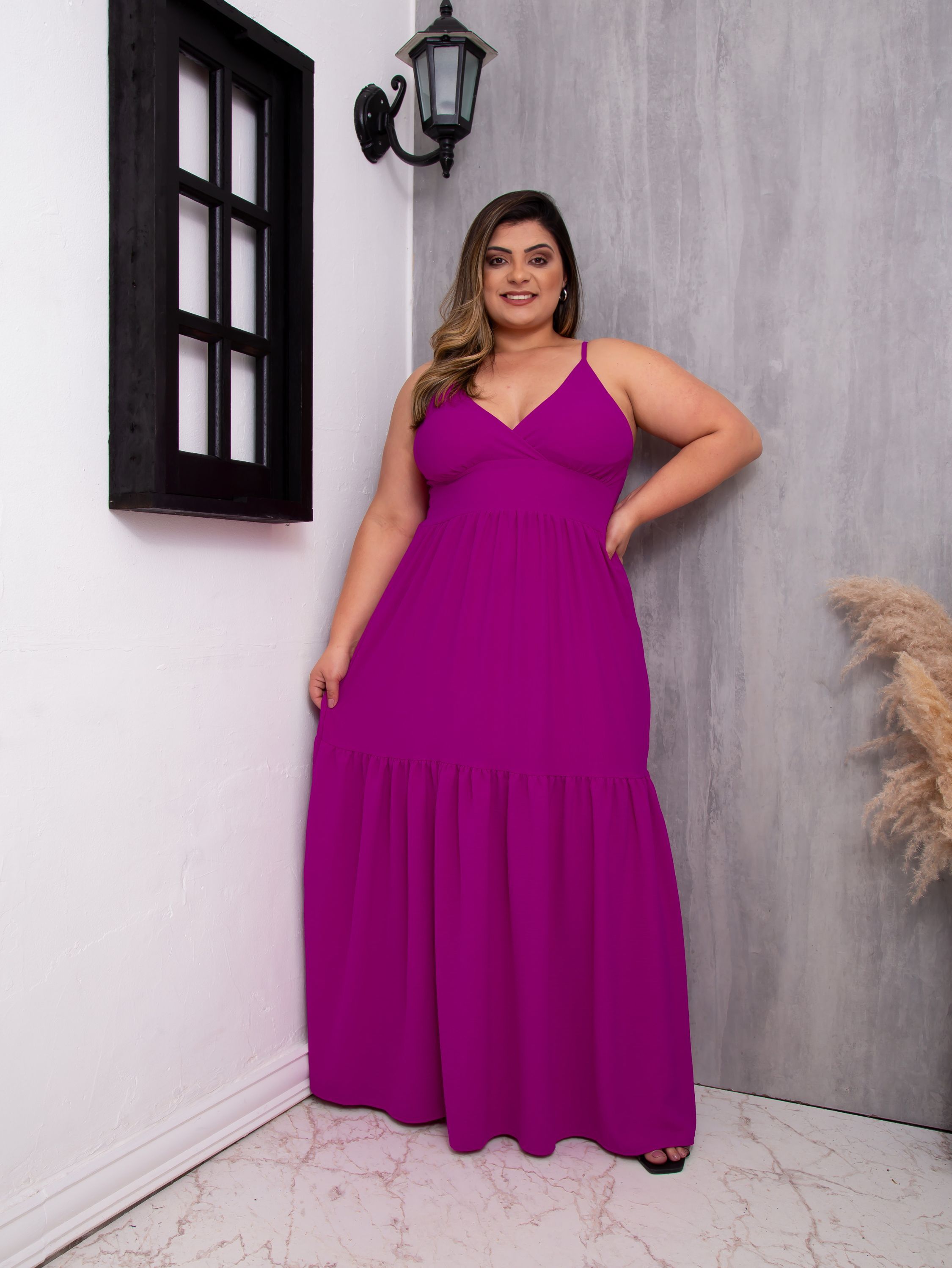 Vestido longo alcinha EXG - 3 marias