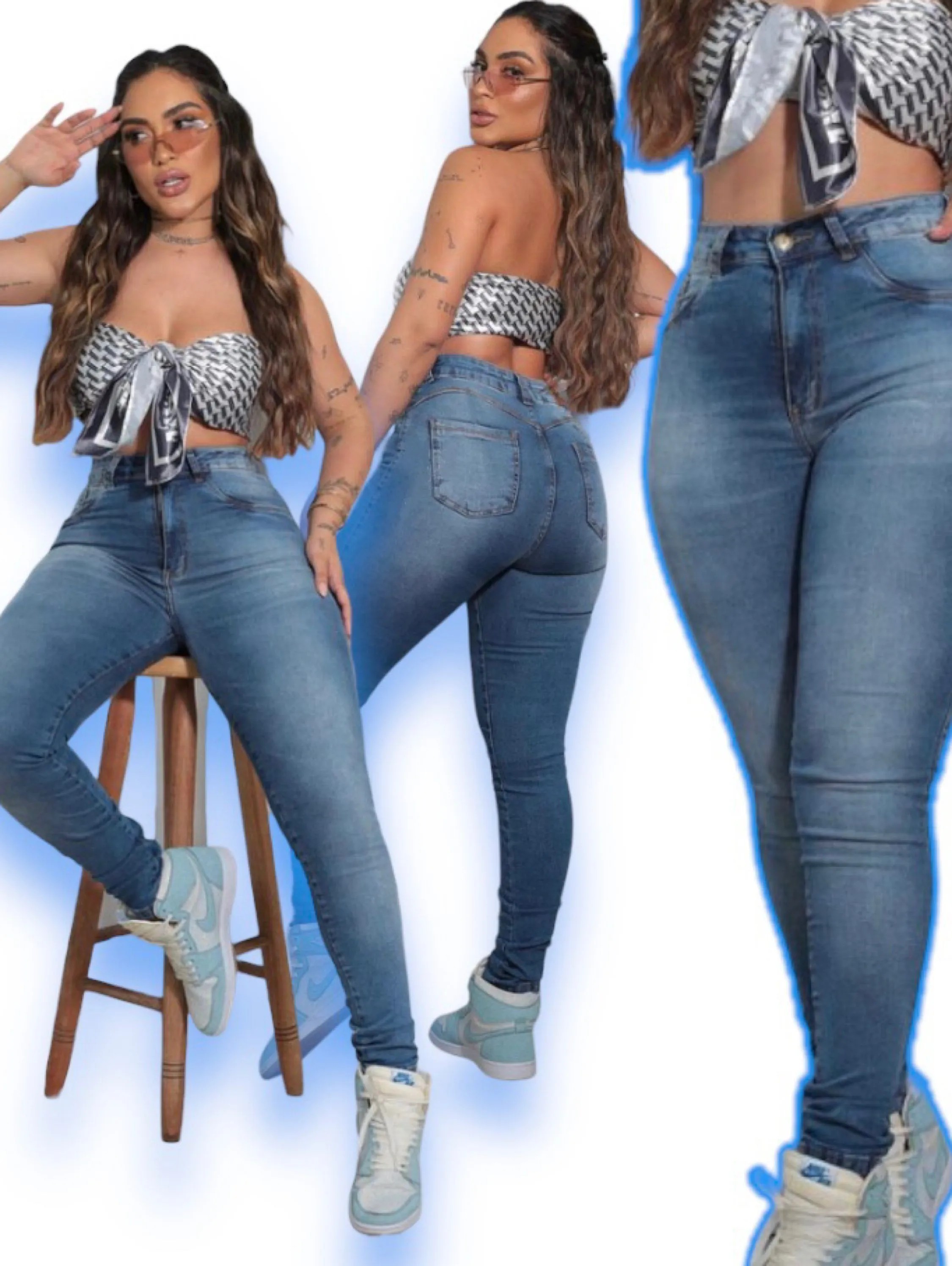 Calça jeans skinny com lycra , levanta bumbum