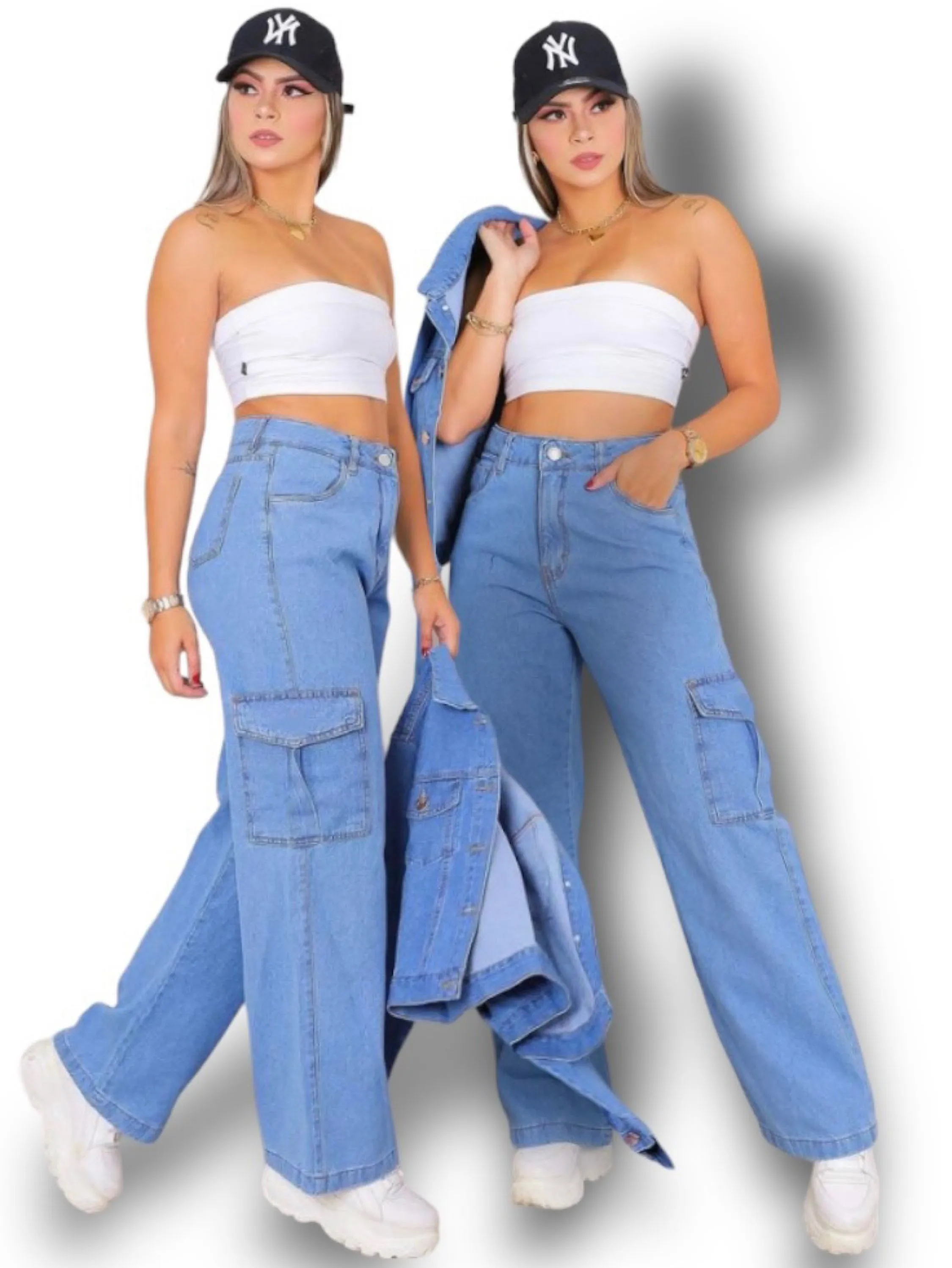 Cargo wide leg jeans pantalona