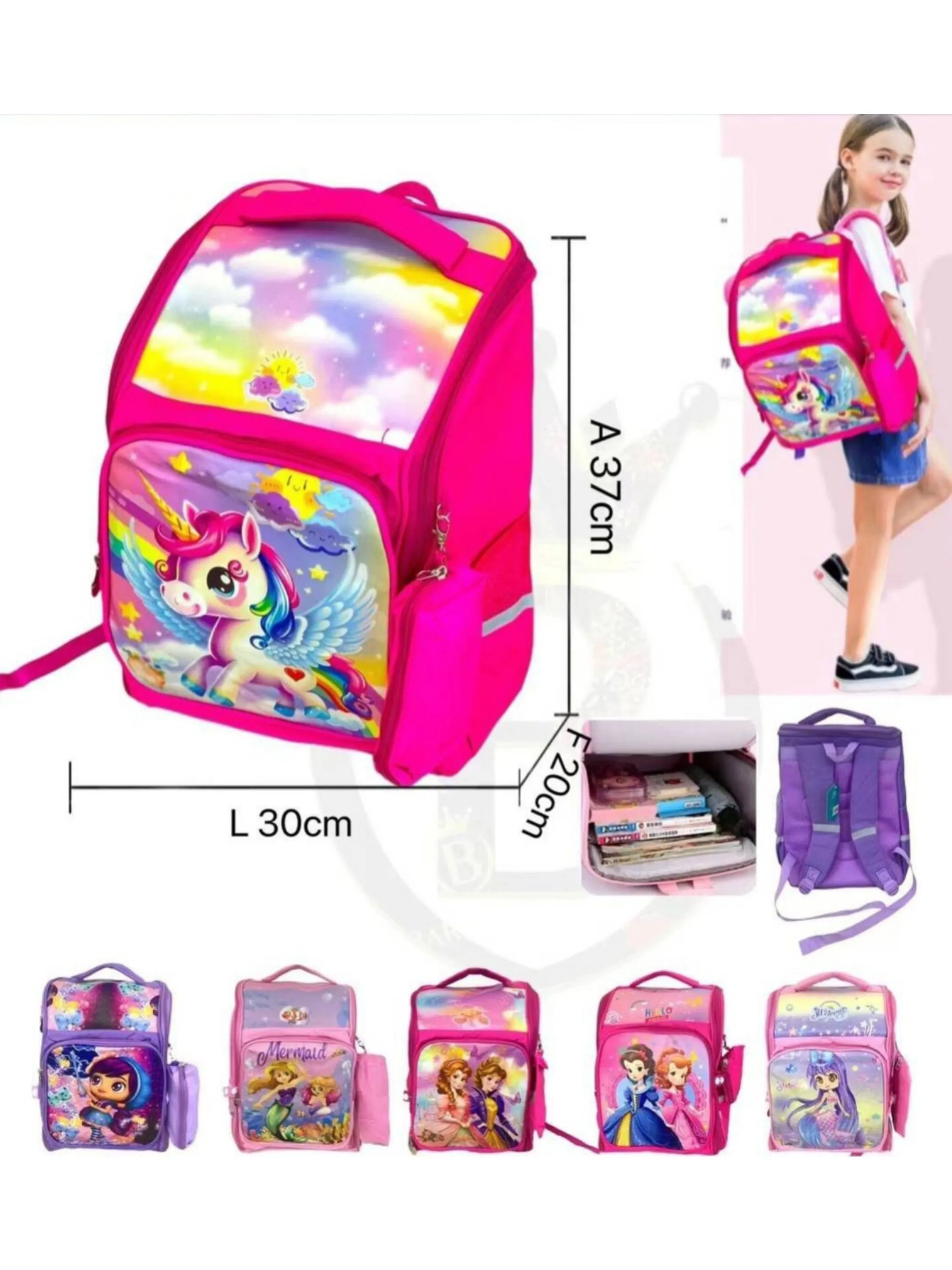 Mochila Escolar Infantil 9989-1(estampa Menina aleatoria