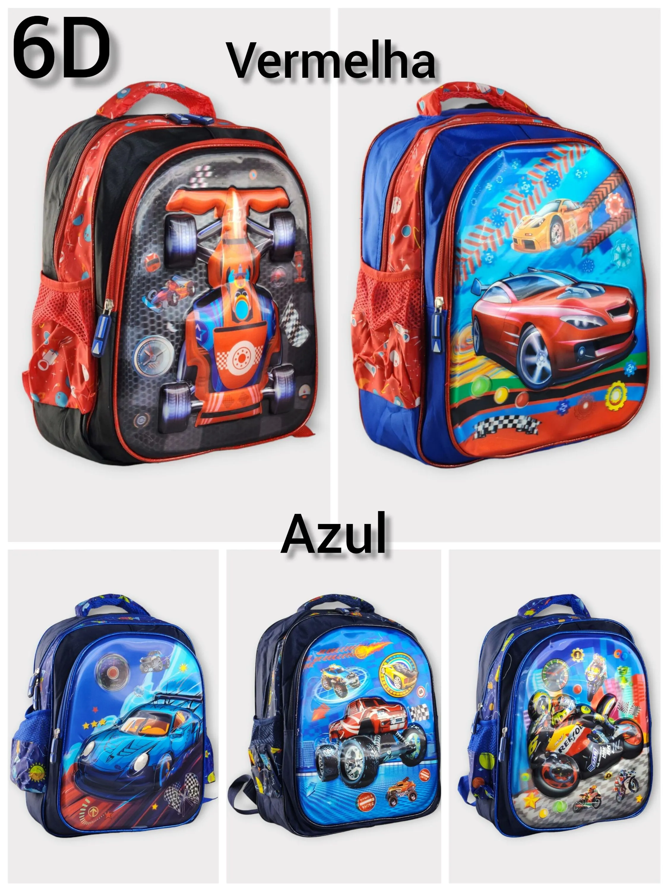 Mochila INFANTIL escolar masculina 6D 886-1 Estampa Aleatoria