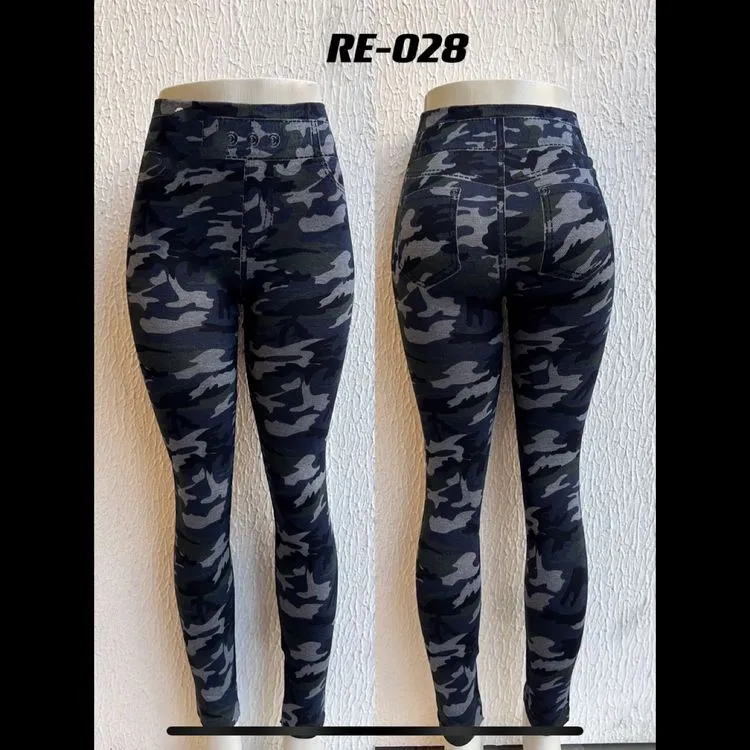 Calça legging jeans fake camuflada