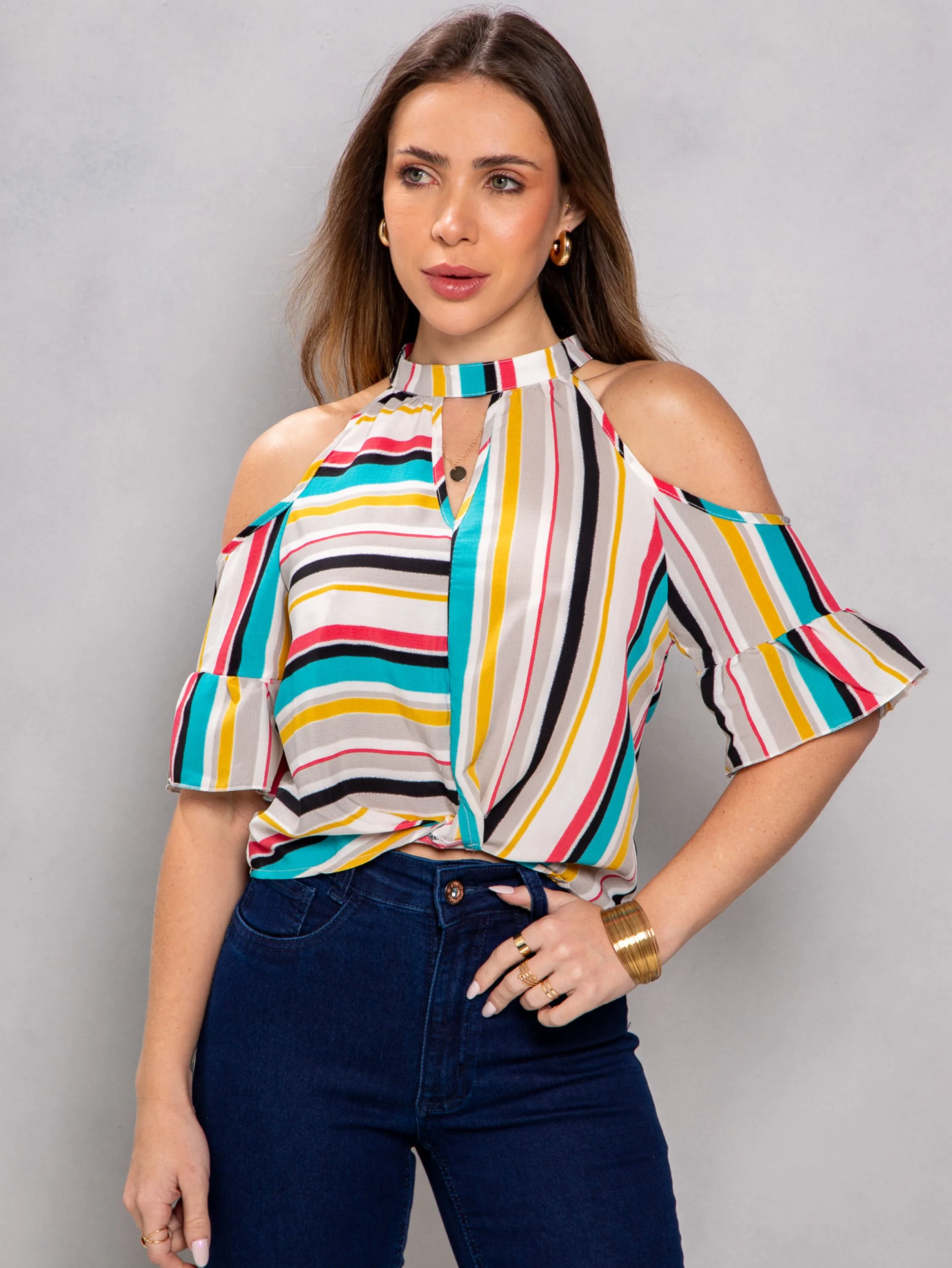 Blusa ciganinha listrada