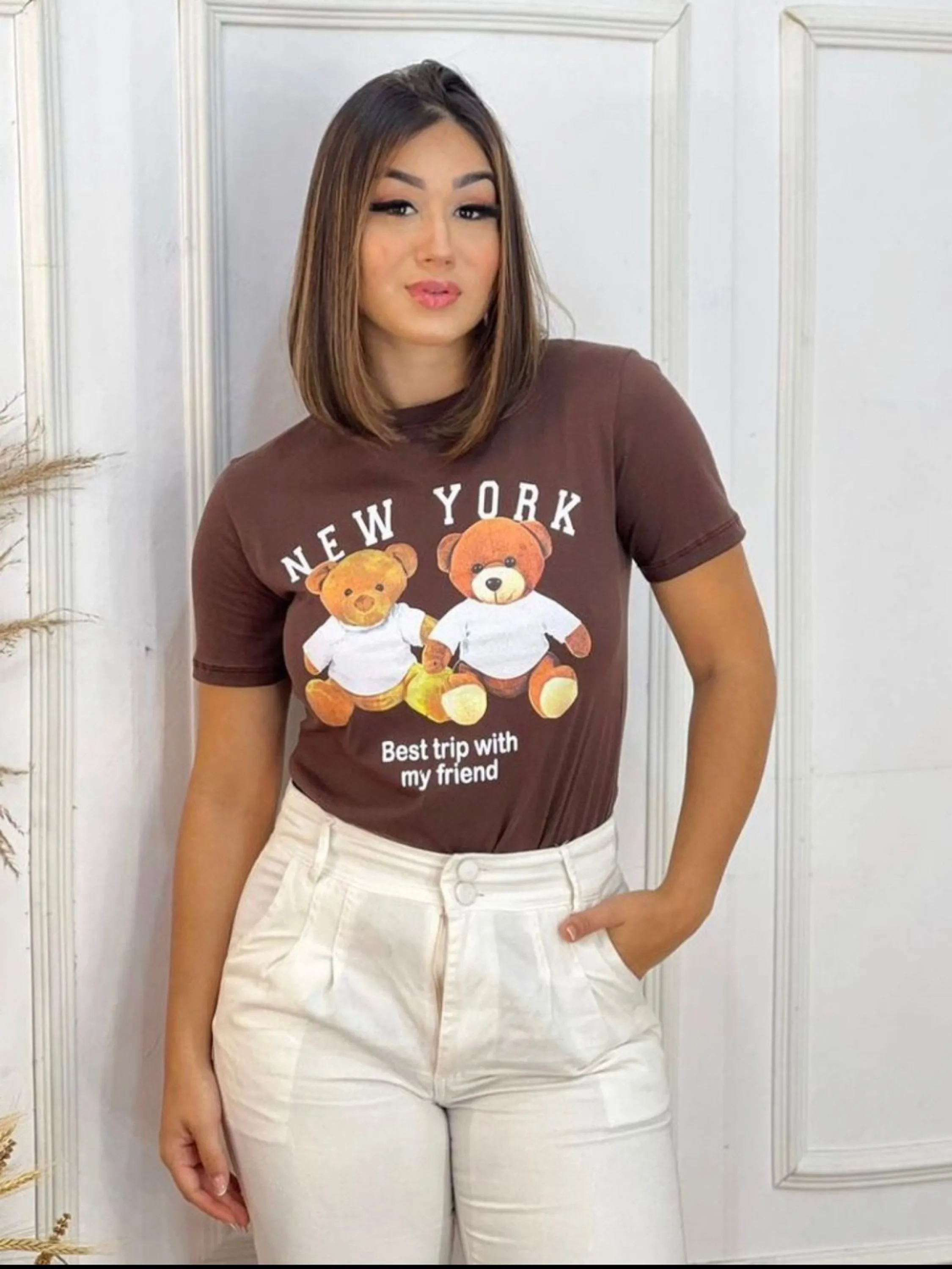 Blusa Tshirt Estampada Urso New York