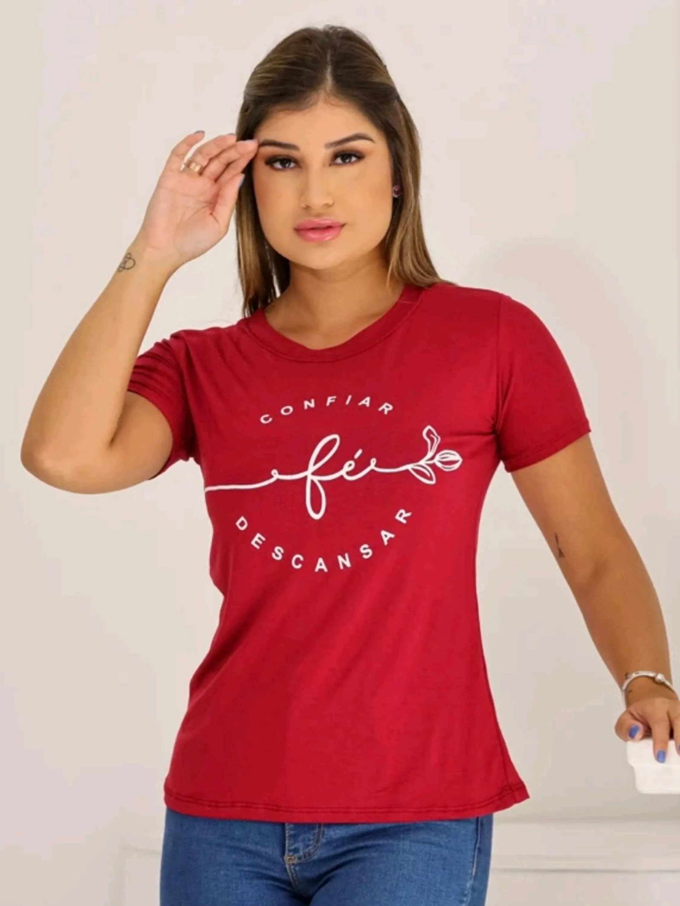 Blusa Feminina Camiseta Tshirt Estampa Fé confiar