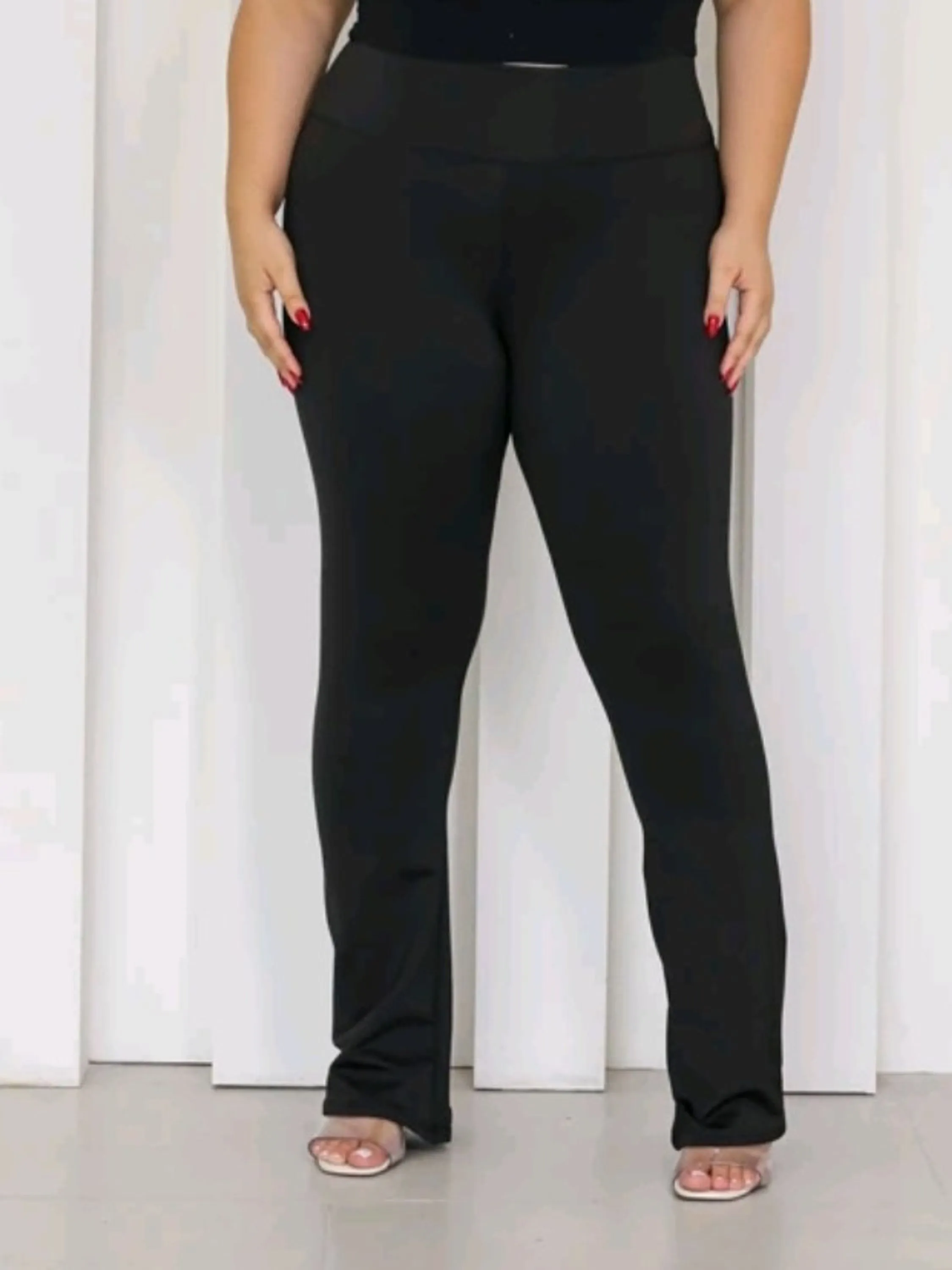 Calça legging flare academia  cintura alta plus size