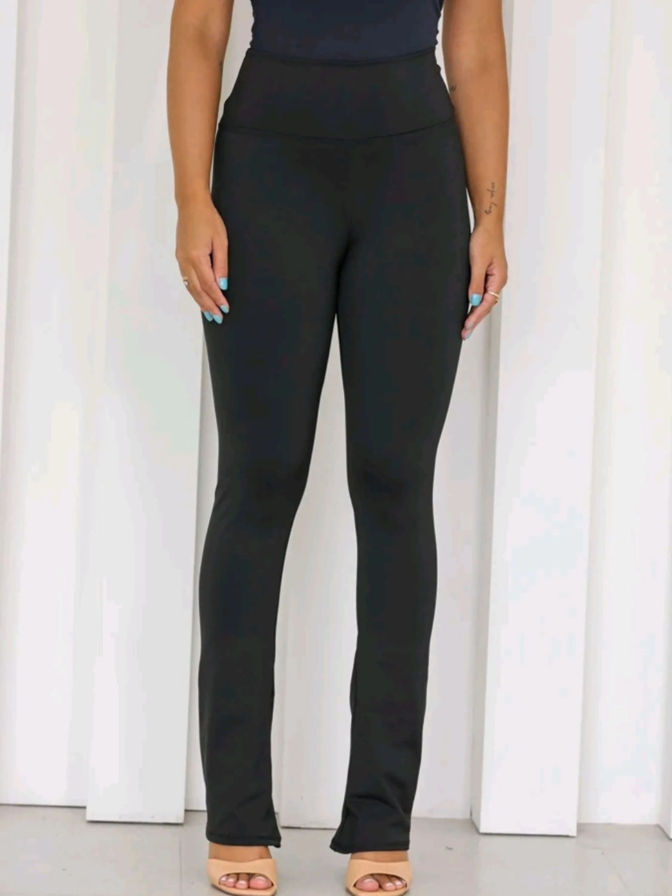 Calça legging flare feminina academia cintura alta