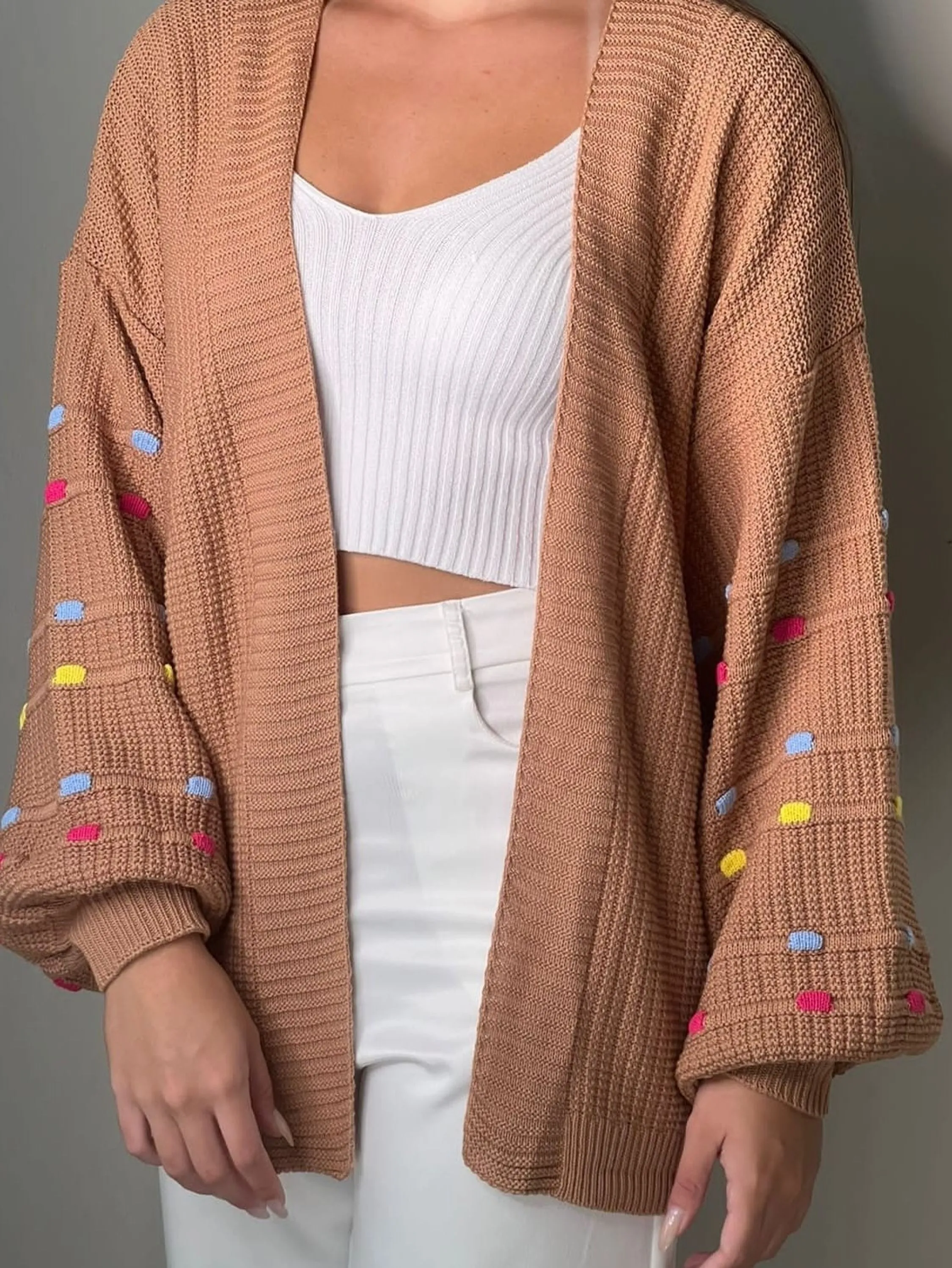 Cardigan Detalhes Bolinha