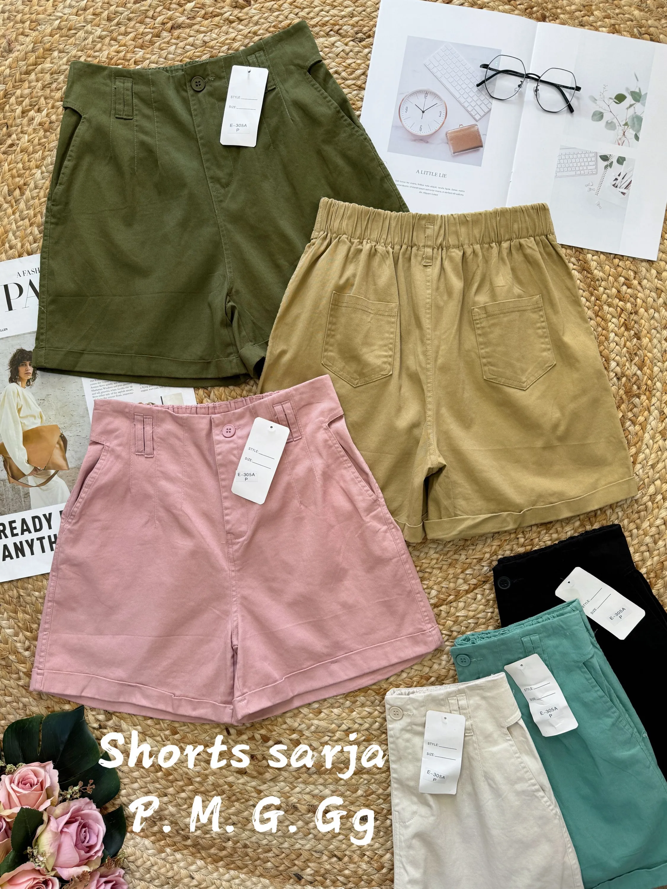 Shorts sarja com zíper com elastano 305A# Yan modas