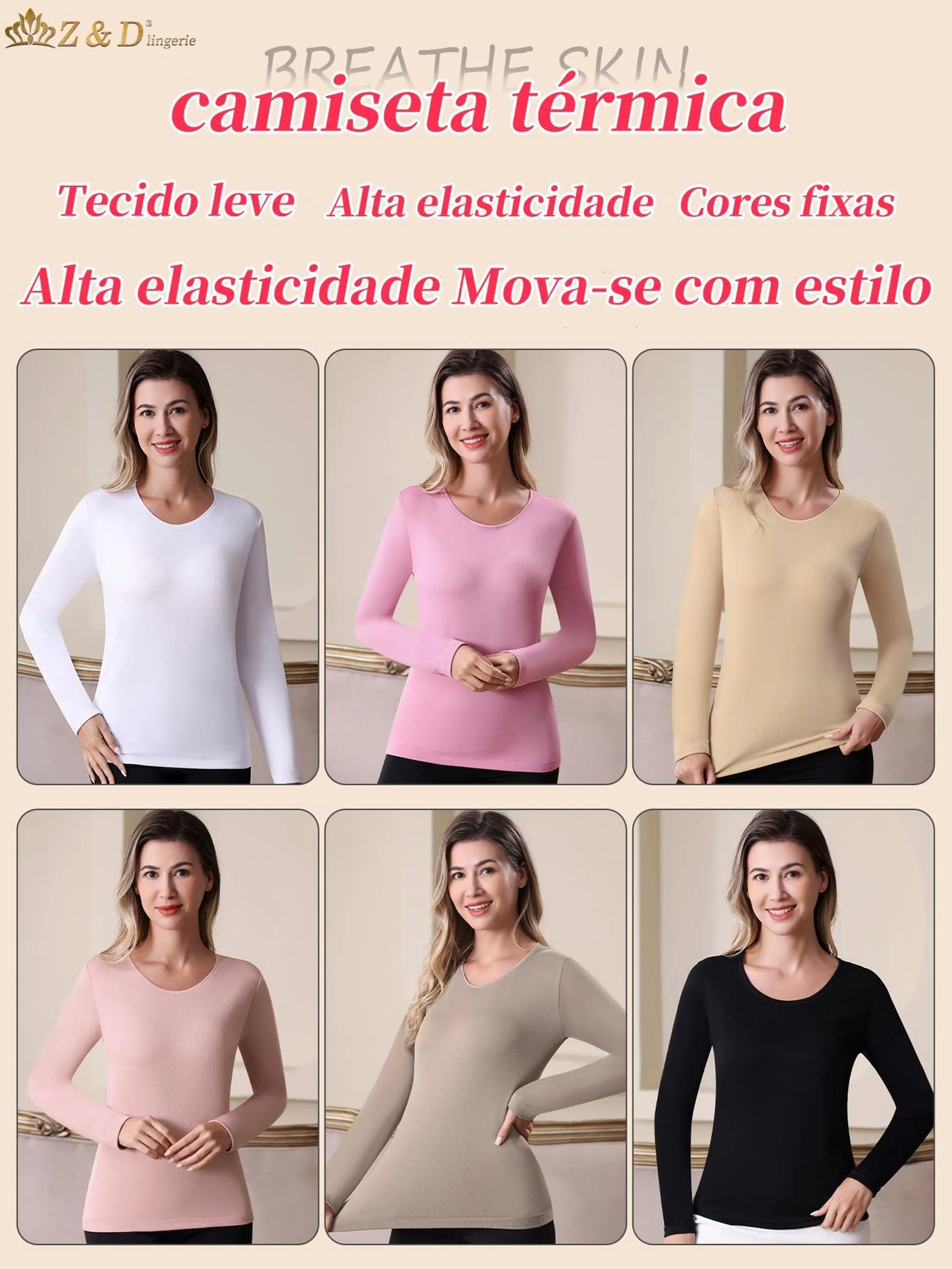 Roupa Termica  feminina Segunda Pele Térmica Manga Longa com Proteção NY02