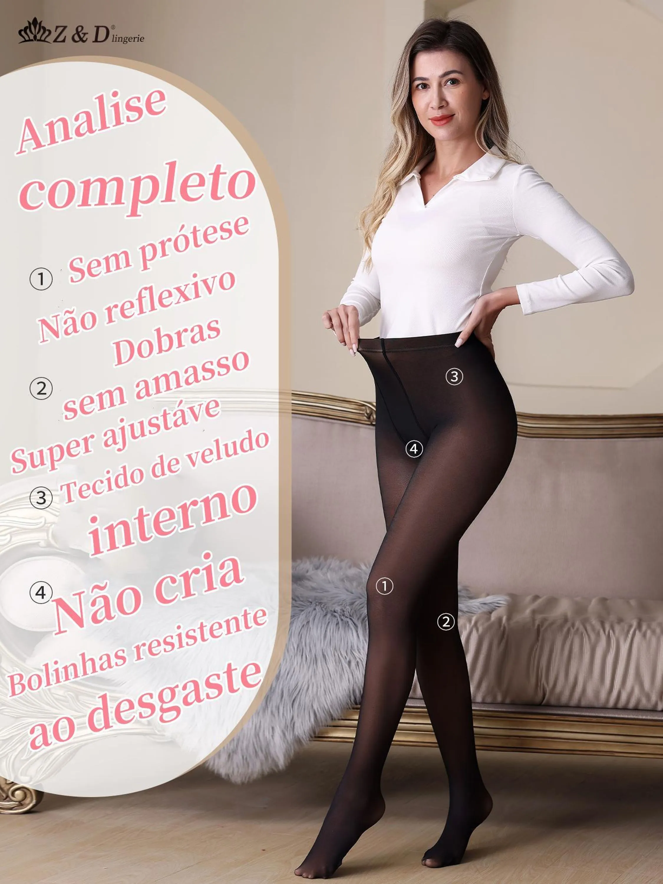 Meia-Calça Translúcida / Fina/ Térmica /Legging / Quente Inverno Feminina Com pé  Fio 40