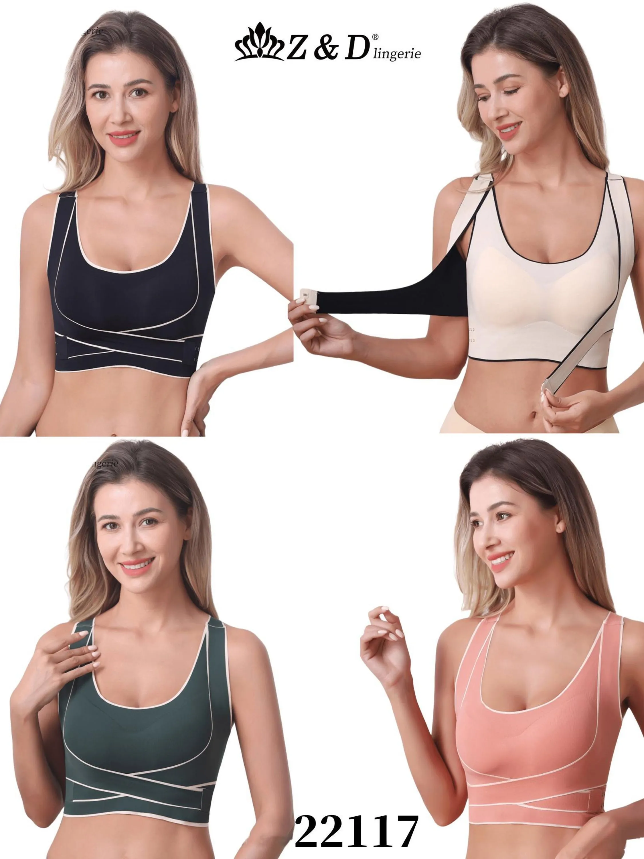 12 Peças Z&D Lingerie Z&D Lingerie Sutiã Top Casual Com Bojo Sem Aro 22117