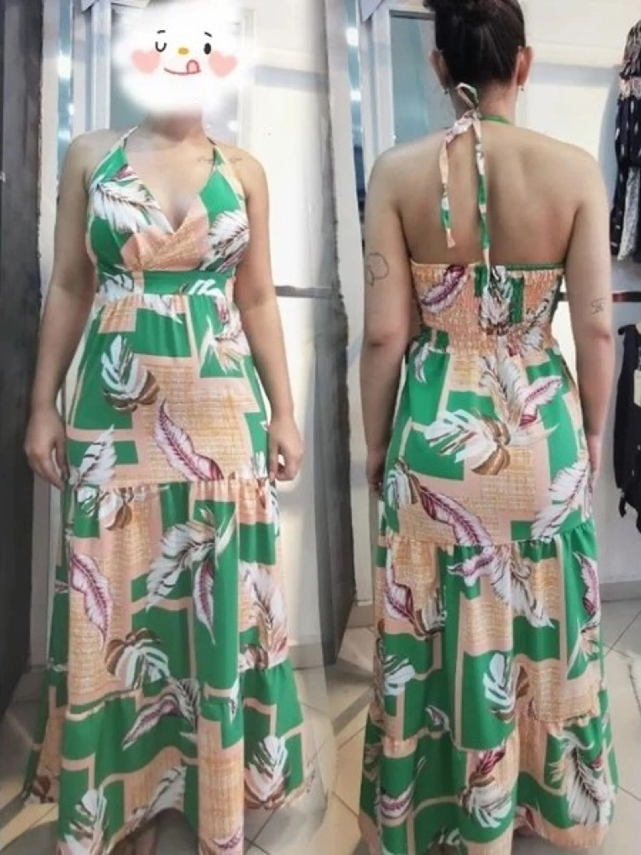 Vestido longo com estampa floral