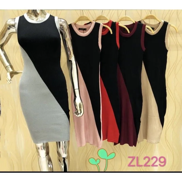 Vestido modal tricô curto tubinho regata ZL229