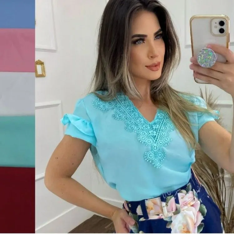 Blusas Sociais  Moda Evangélica com renda e perolas pedraria.