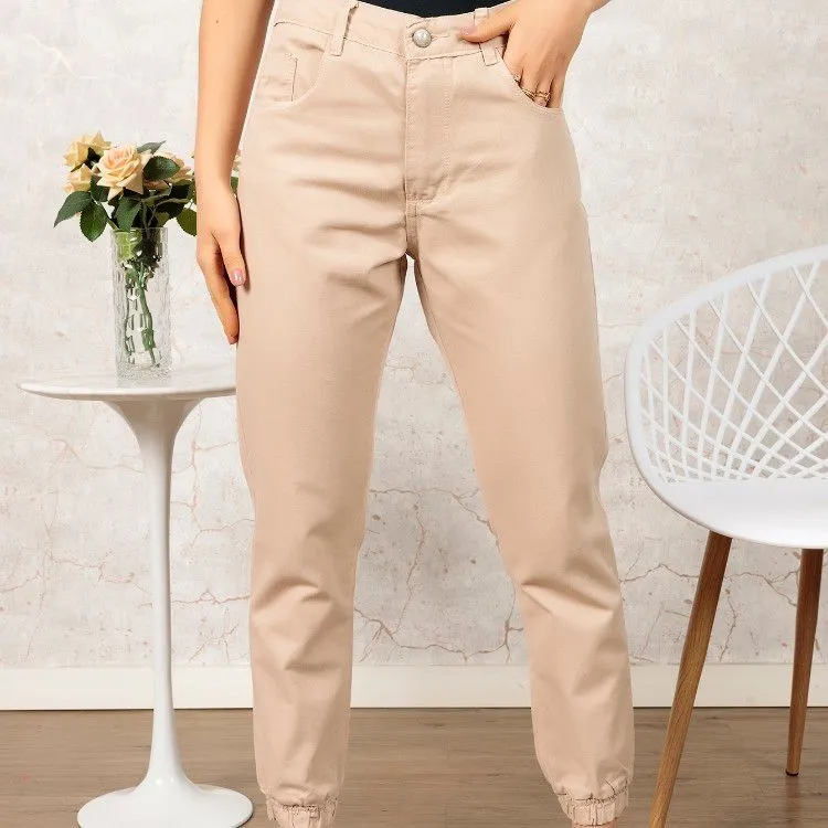 Calça Jogger Feminina Sarja Premium Com Elastano