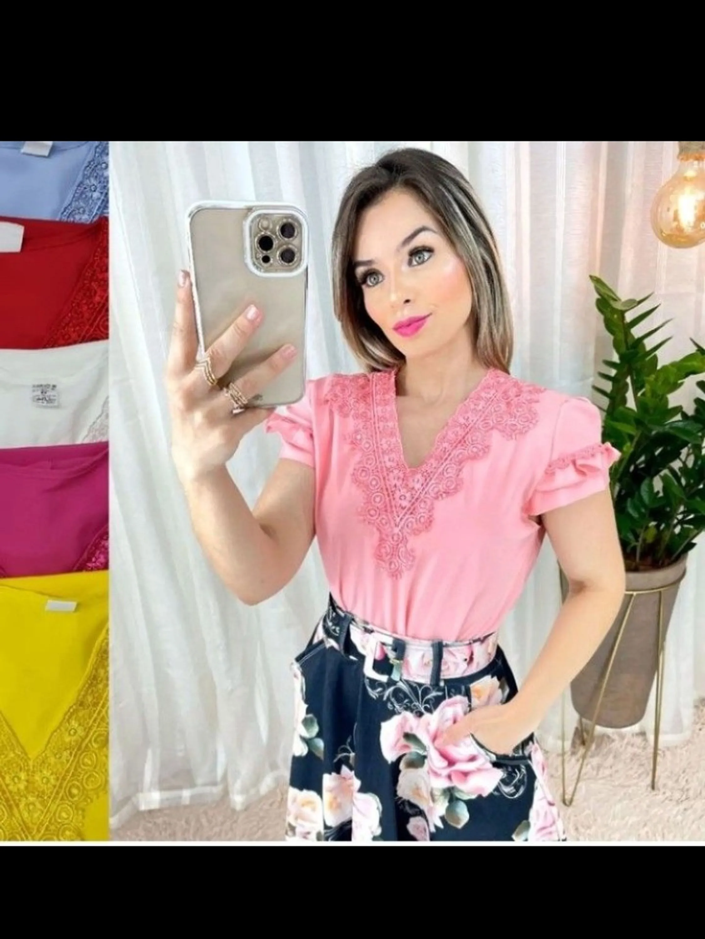 Blusa Feminina Manga Princesa, Bufante, Gola Baixa,crepe