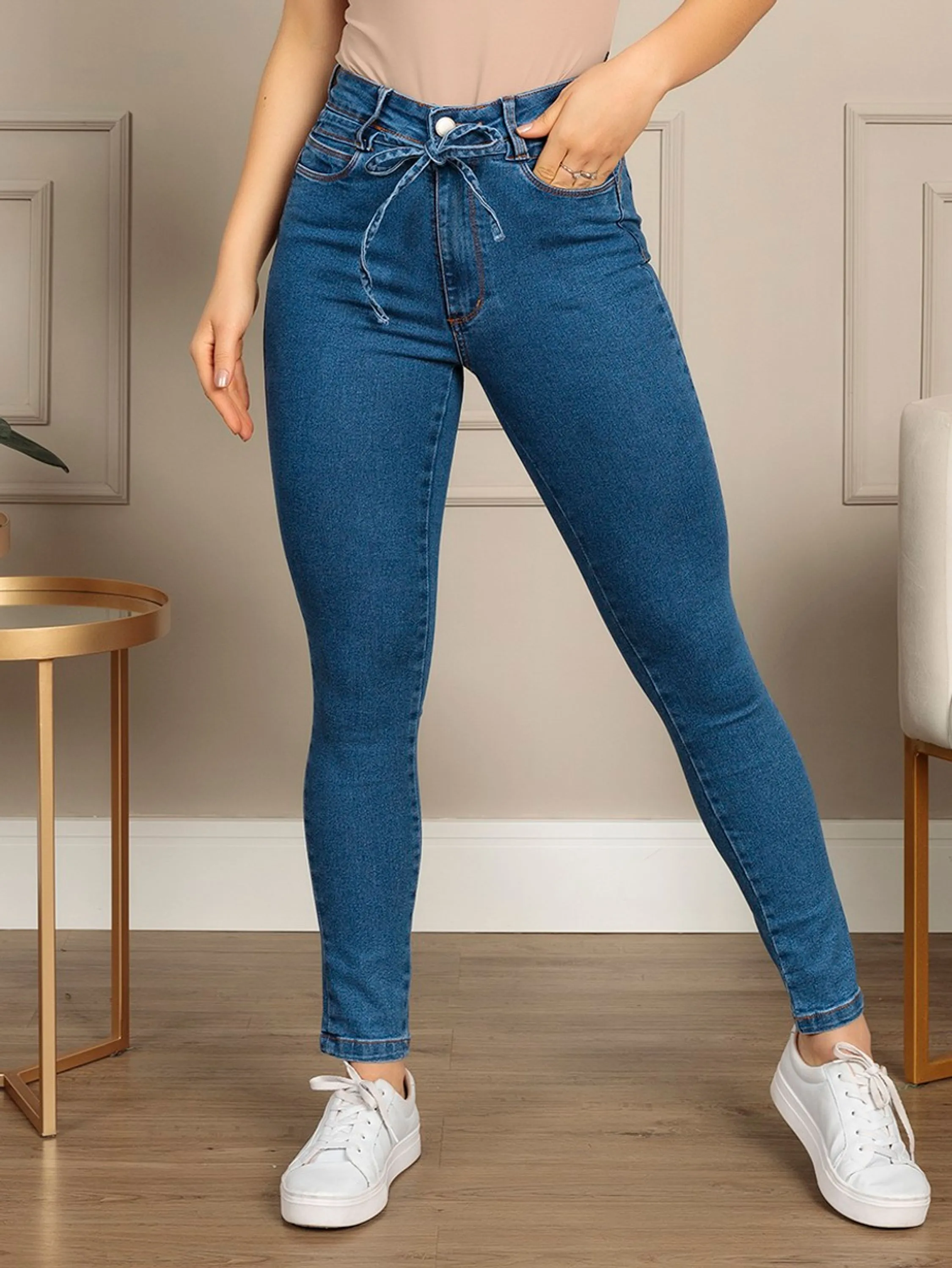 CALCA JEANS FEMININA CALCA MOM COM Cinto