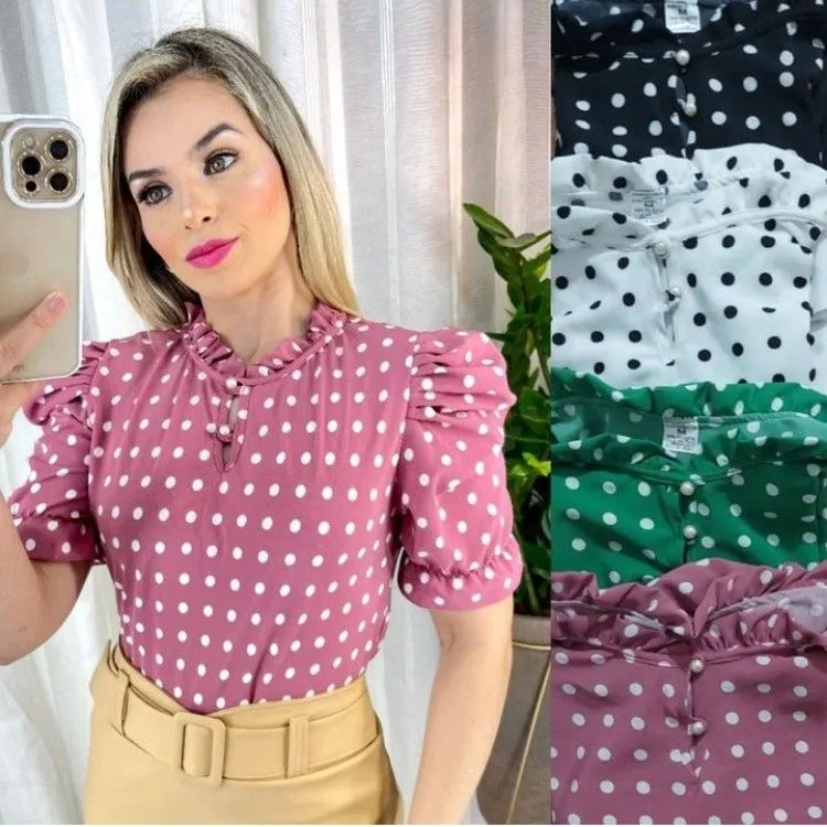 Blusa manga princesa tule em pó001