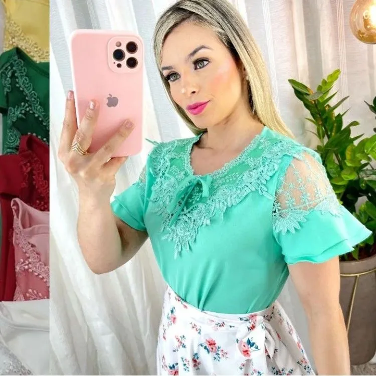 Blusas Sociais  Moda Evangélica com renda e perolas pedraria.