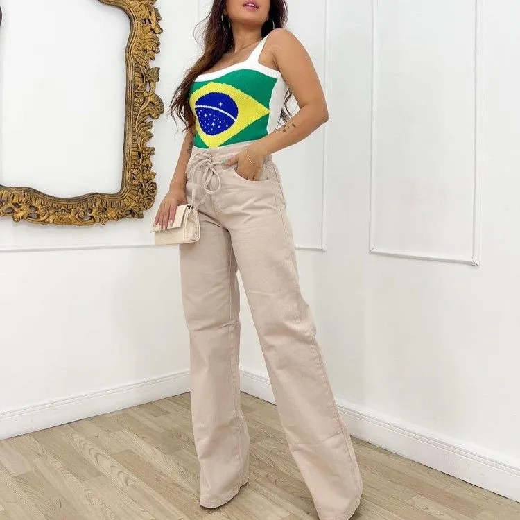 Calça Wide Leg tecitu jeans zuzu moda feminina