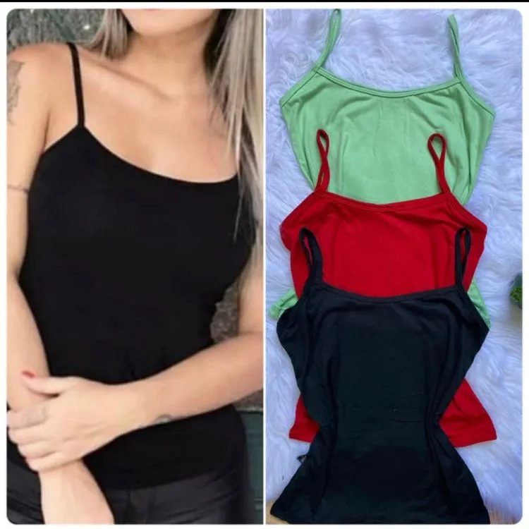 Kit 10 blusa feminina Básica alça Fina Regata