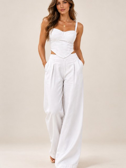 Conjunto Feminino Calça Pantalona + Corset