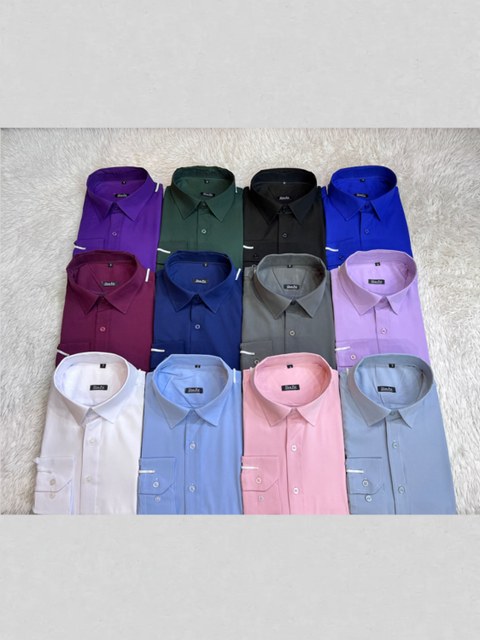 Camisa Social Masculina Lisa Com Elastano Slim Fit