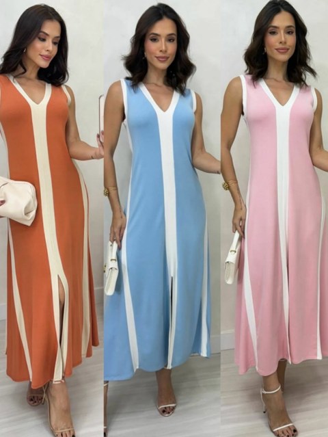 Vestido Regata Bicolor Moletinho