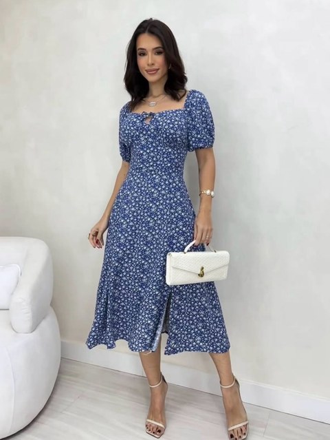 Vestido midi floral com manga NOVA COLEÇÃO PRIMAVERA VERÃO