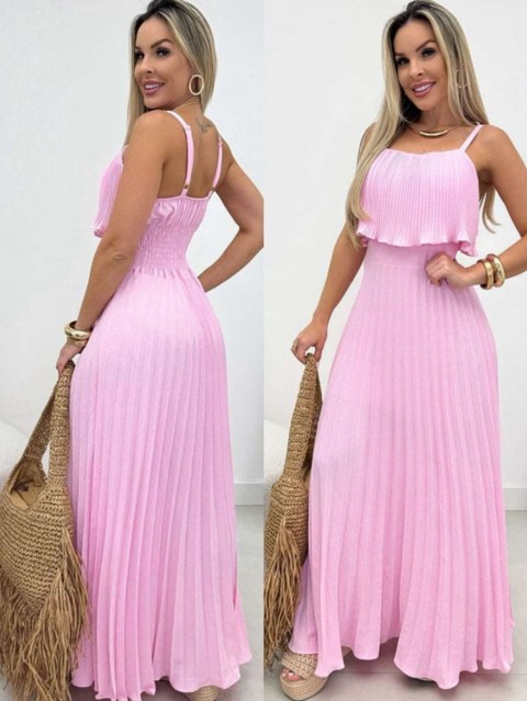 Vestido Longo Plissado com Bojo Tendência Verão