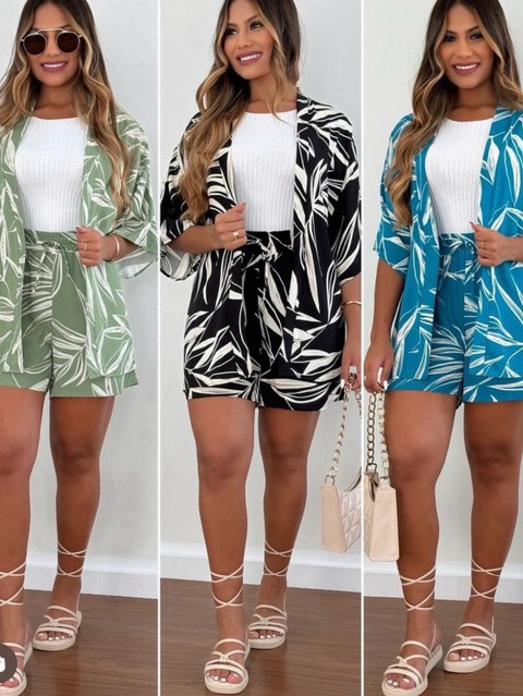 Conjunto short + Kimono NOVA COLEÇÃO PRIMAVERA VERÃO
