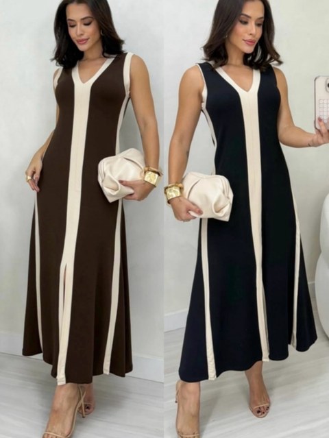 Vestido Regata Bicolor Moletinho