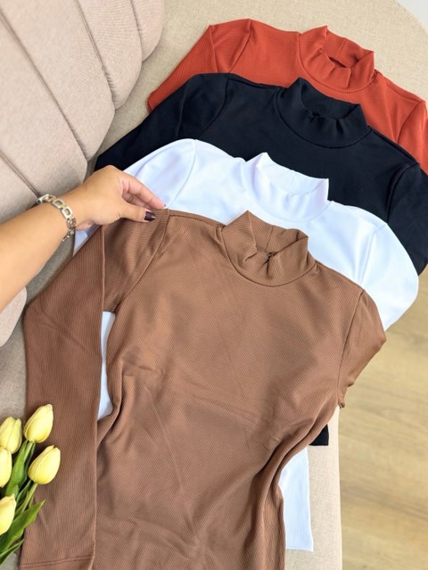 Blusa Manga Longa com Gola Canelada