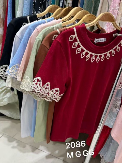 T-shirt algodão bordado importado look verão #2086