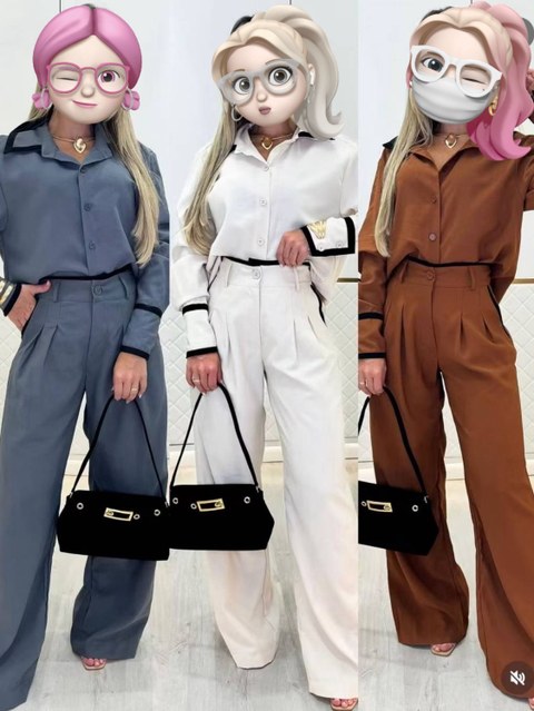 Conjunto camisa ➕pantalona tecido marrant look lançamento