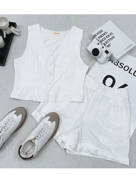 Conjunto tecido marrant colete➕short com elástico