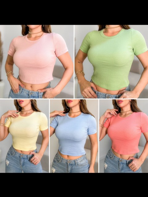 Cropped Canelado Básico Premium em Algodão Ribana