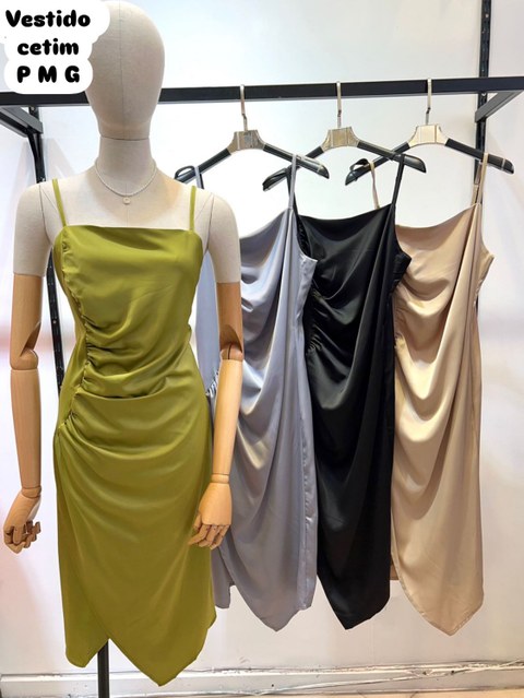 Vestido tecido cetim importado ‼️Promoção‼️