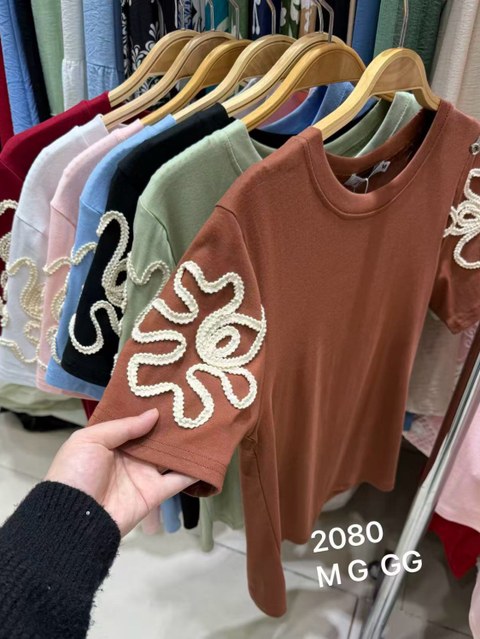 T-shirt algodão bordado importado look verão #2080