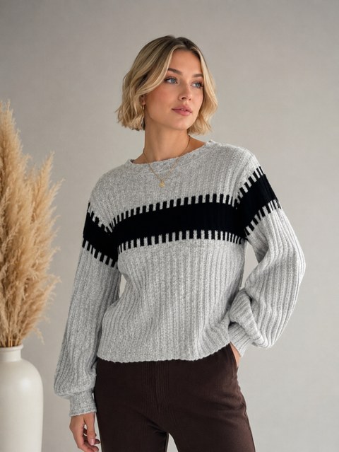 Tricô Mousse Feminino Listrado Premium