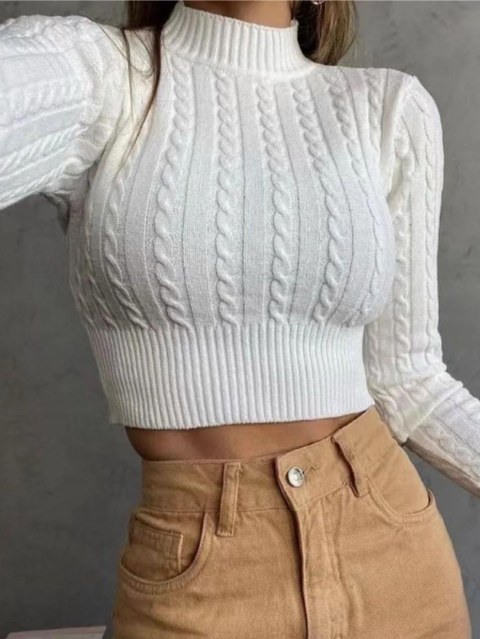 Cropped trançada modal moda tricô look inverno