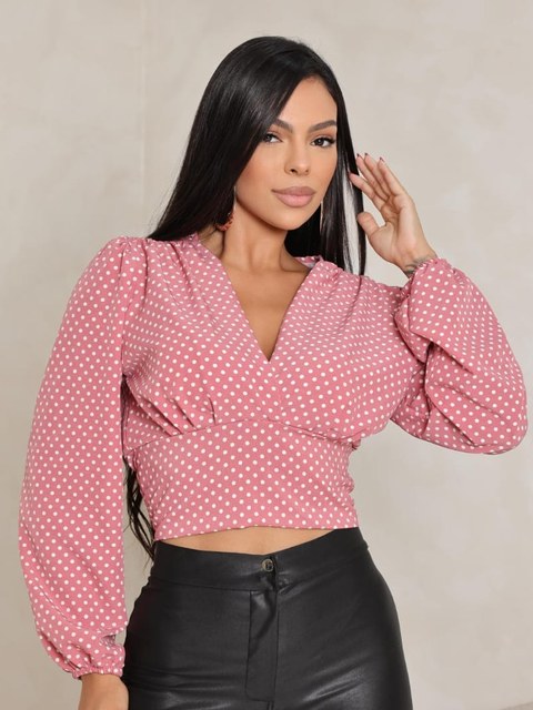 Blusa Feminina Poá Manga Longa Duna ⭐