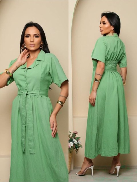 Vestido Midi com Botões Alfaiataria ⭐